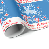 雪の青いホリデーラップのクリスマストナカイ ラッピングペーパー (ロールコーナー)