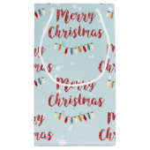 雪の青いメリークリスマスラカラフルイト スモールペーパーバッグ (裏面)