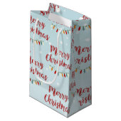 雪の青いメリークリスマスラカラフルイト スモールペーパーバッグ (正面アングル)