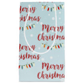 雪の青いメリークリスマスラカラフルイト スモールペーパーバッグ (正面)