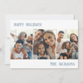 雪の青いモダンな写真コラージュのホリデーカード シーズンカード (正面)