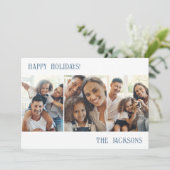 雪の青いモダンな写真コラージュのホリデーカード シーズンカード (スタンド正面)