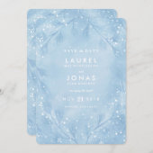 雪の青い冬の結婚式の日付カードを保存 セーブザデート (正面/裏面)