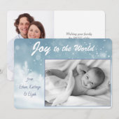 雪の青い喜びに満ちたクリスマス シーズンカード (正面/裏面)