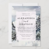 雪の青い山の水の色素朴結婚の 招待状