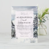 雪の青い山の水の色素朴結婚の 招待状