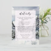 雪の青い山の水彩画の素朴なディテールカード 招待状 (スタンド正面)