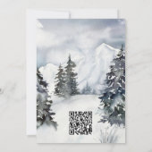 雪の青い山の水彩画の素朴なディテールカード 招待状 (裏面)