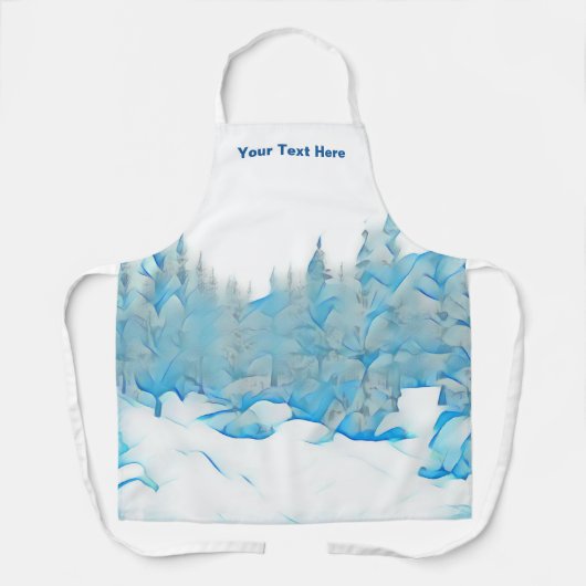 雪の青い木 エプロン (正面)