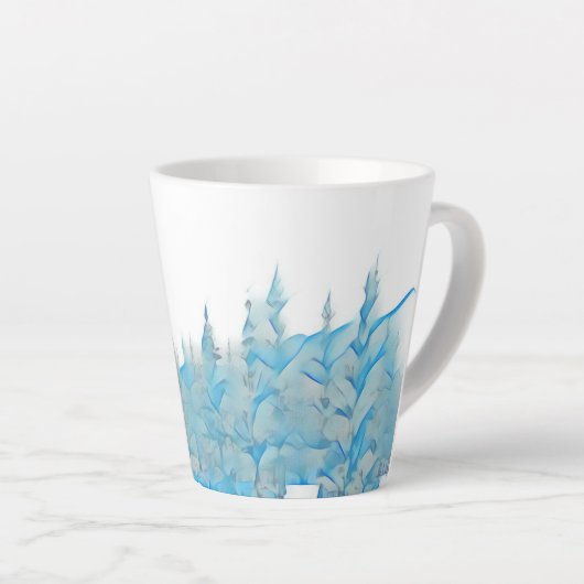 雪の青い木 カフェラテマグ (右アングル)