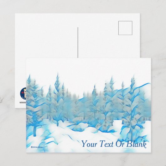 雪の青い木 ポストカード (正面/裏面)