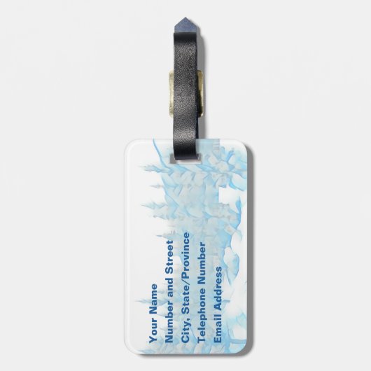 雪の青い木 ラゲッジタグ (裏面縦)