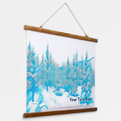 雪の青い木 吊り下げ型タペストリー (傾斜あり)