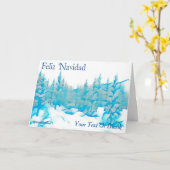 雪の青い木 – Feiz Navidad カード (黄色い花)