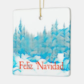 雪の青い木 – Feliz Navidad セラミックオーナメント (左)