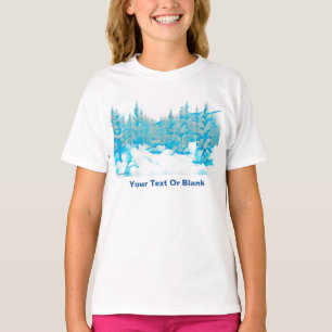 雪の青い木 Tシャツ