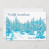 雪の青い木 – Vrolijk kerstfeest カード (正面)