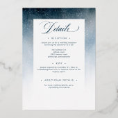 雪の青い水の色の冬の両側結婚の 箔招待状 (裏面)