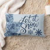 雪の青い雪と松 ランバークッション (ブランケット)