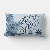 雪の青い雪と松 ランバークッション (正面)