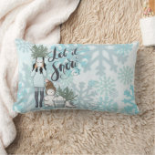 雪の青い雪の結晶を冬の女性に任せる ランバークッション (ブランケット)