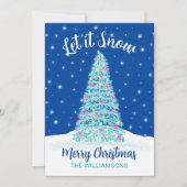雪の青い飾クリスマス シーズンカード (正面)