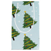 雪の青い飾冬のクリスマスツリー スモールペーパーバッグ (正面)