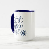 雪の青と白のコーヒー&ココアマグカップ マグカップ (正面左)