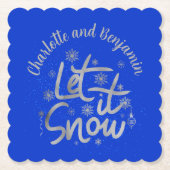 雪の青と銀のクリスマス | ペーパーコースター (正面)