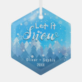 雪の青の結晶 ガラスオーナメント (正面)