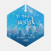 雪の青の結晶 ガラスオーナメント (裏面)