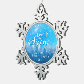 雪の青の結晶 スノーフレークピューターオーナメント (右)