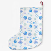 雪の青の色の選択の背景 スモールクリスマスストッキング (裏面)