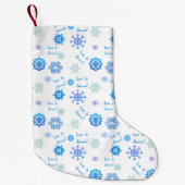 雪の青の色の選択の背景 スモールクリスマスストッキング (正面)