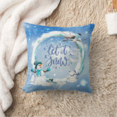 雪の青メリークリスマスクリスマスブルー雪だるま クッション (ブランケット)