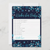 雪の青白と銀色がベビー 招待状 (正面)
