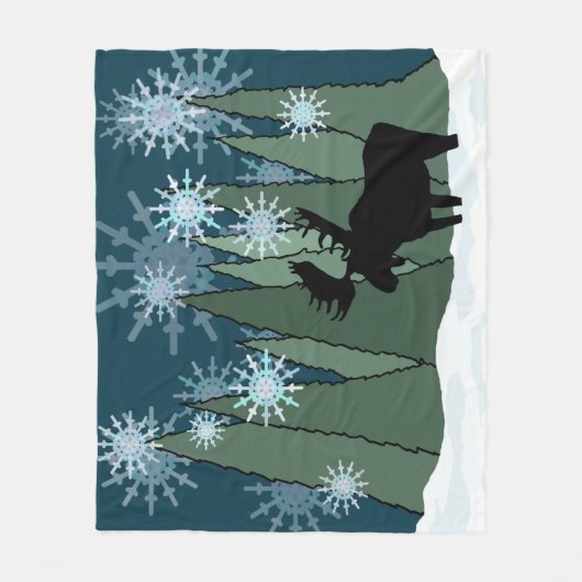 雪の静か夜のムース フリースブランケット (正面)