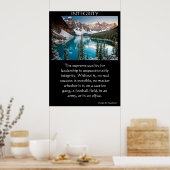 雪の頂上のある山の谷のビュー ポスター (キッチン)