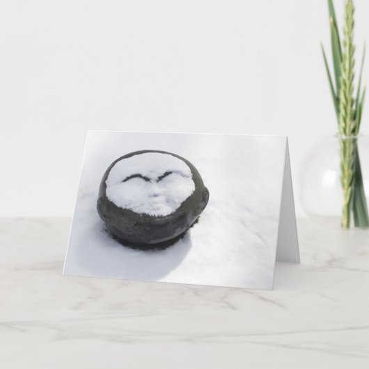 雪の顔のハッピーブッダお正月カード シーズンカード (正面)