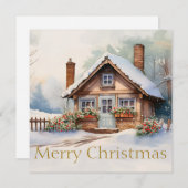雪の風景の中のクリスマスキャビン (正面/裏面)