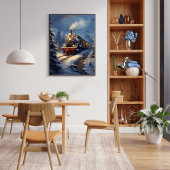 雪の風景の描写ポスターで列車 ポスター