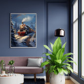 雪の風景の描写ポスターで列車 ポスター