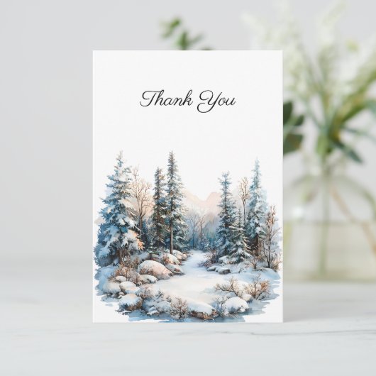 雪の風景の葬儀の写真ありがとう サンキューカード (スタンド正面)
