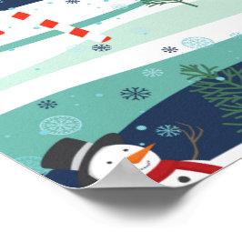 雪の風景クリスマス要素パターンポスター ポスター