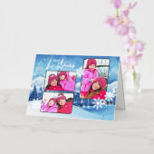 雪の風景フォトクリスマスフォールディングシルバーフォイル 箔グリーティングカード (蘭)