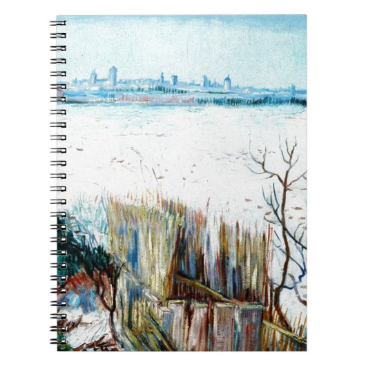 雪の風景（背景にアルルあり） ノートブック (正面)