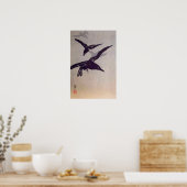 雪の飛んでいるカラス ポスター (キッチン)