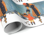 雪の食べ物を与え降る日に鳥が飛び立つ ラッピングペーパー (ロールコーナー)