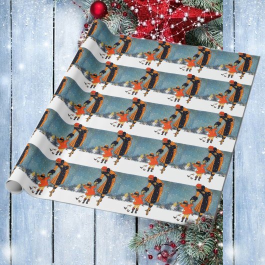 雪の食べ物を与え降る日に鳥が飛び立つ ラッピングペーパー