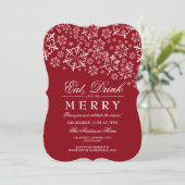 雪の食べ雪片に赤いクリスメリーマスパーティー 招待状 (スタンド正面)